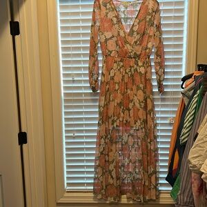 Floral pleated dress multi color